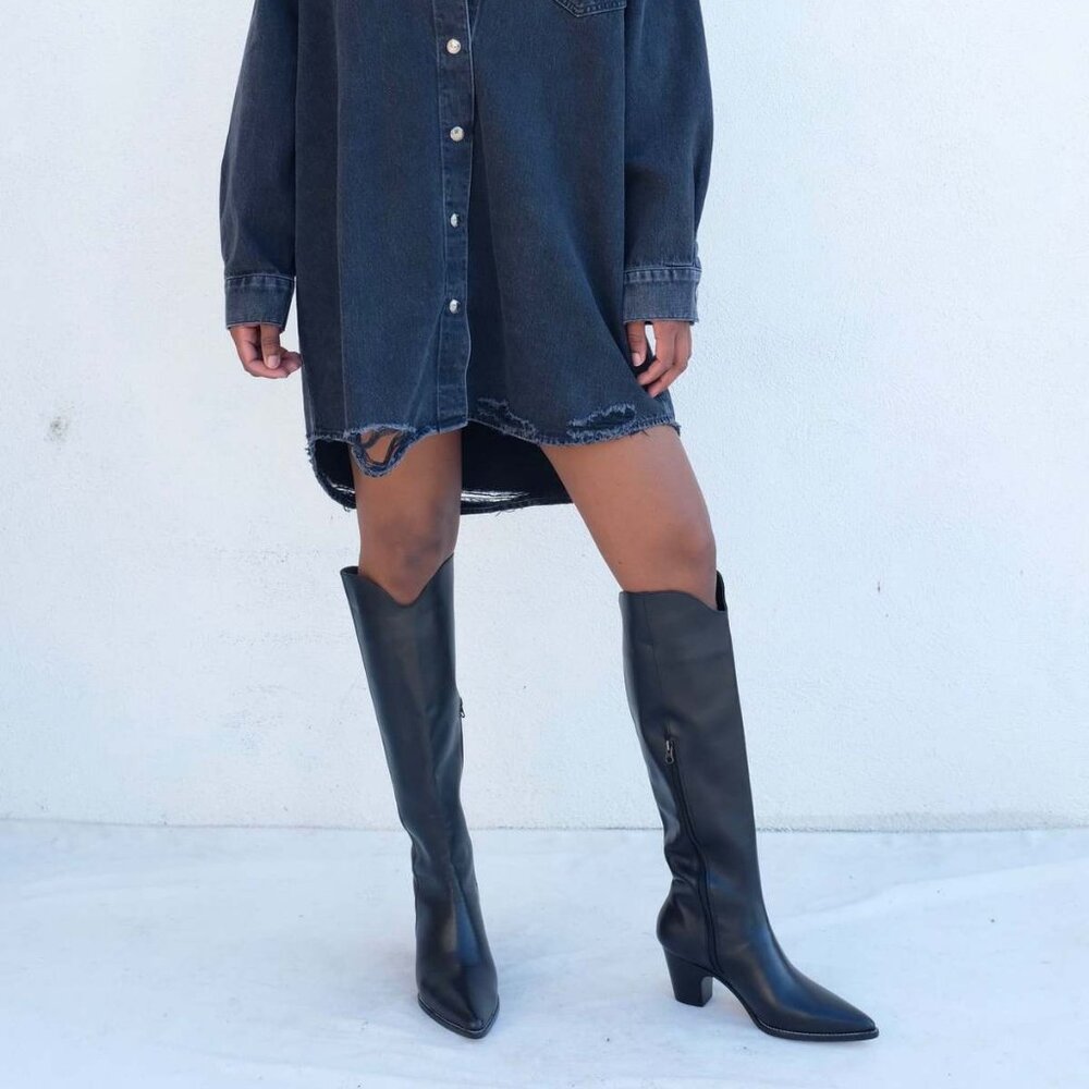 Rachel Comey Black Tall Leather Heeled Boots - Picture 16 of 16